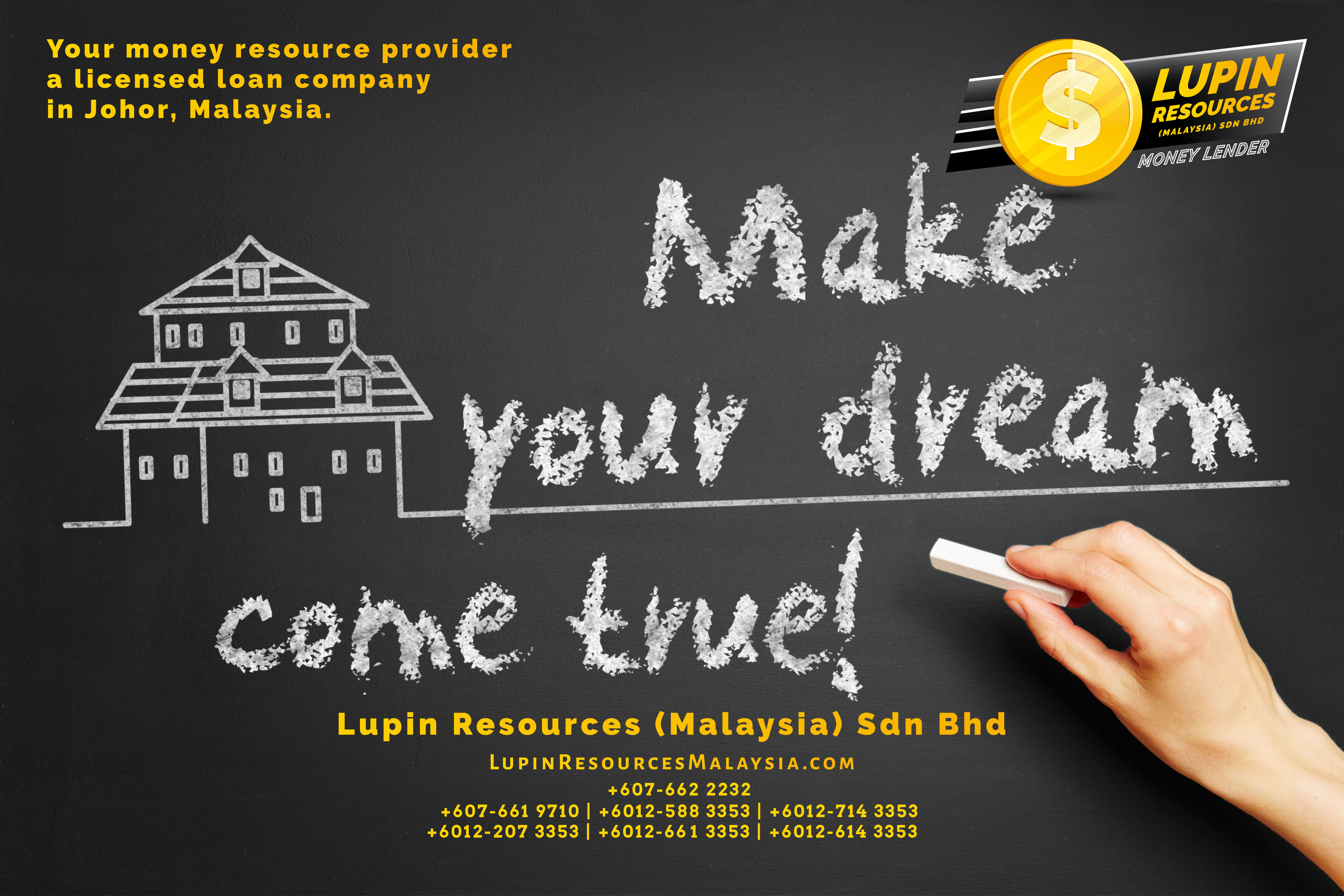 Johor Licensed Loan Company Licensed Money Lender Lupin Resources Malaysia SDN BHD Your money resource provider Kulai Johor Bahru Johor Malaysia Business Loan A01-34